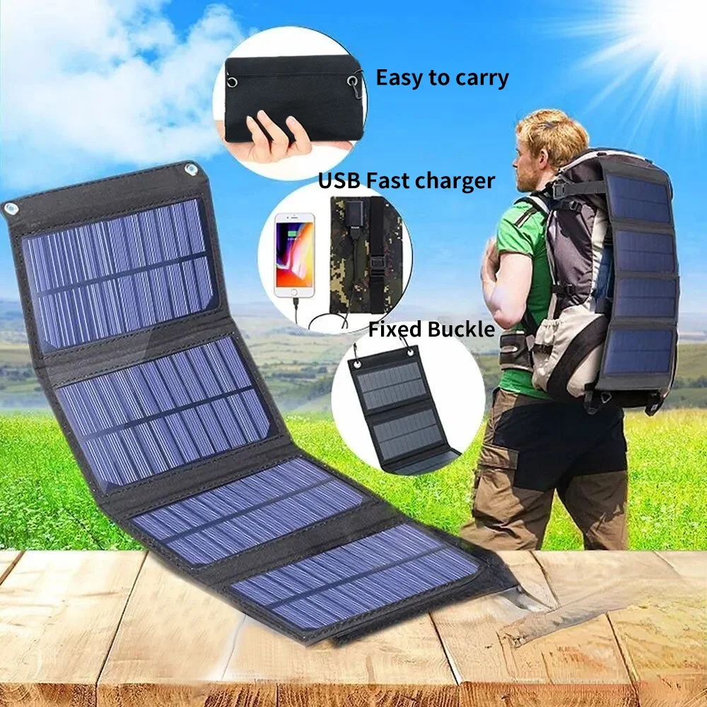 80W/30W Foldable Solar Panel Outdoor USB 5V Output Device Waterproof Portable Solar Panel Camping Accessories for Tourism Hiking