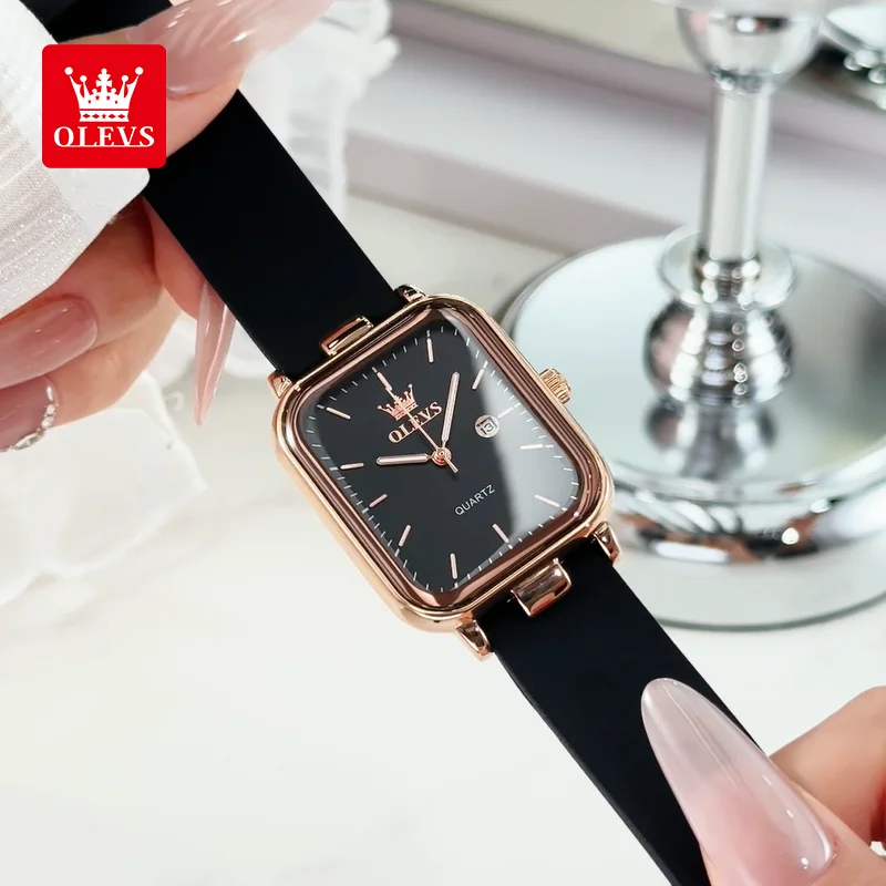 OLEVS 7089 Fashion Women's Watches Simple Quartz Wristwatch Original Waterproof Silicone Strap Luminous Hands Trend Lady Watch
