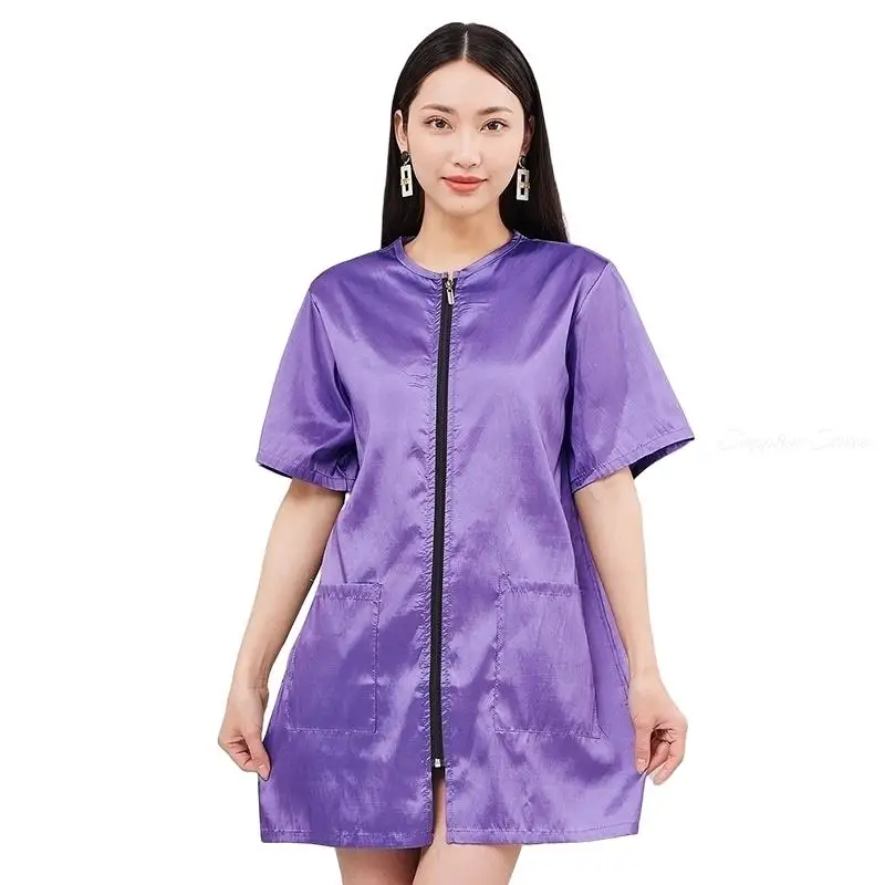 

M/L/XL Barber Shop Hairdressing Work Robe Pet Grooming Waterproof Short Sleeve Smock Salon Hairdresser Haircut Apron Gown