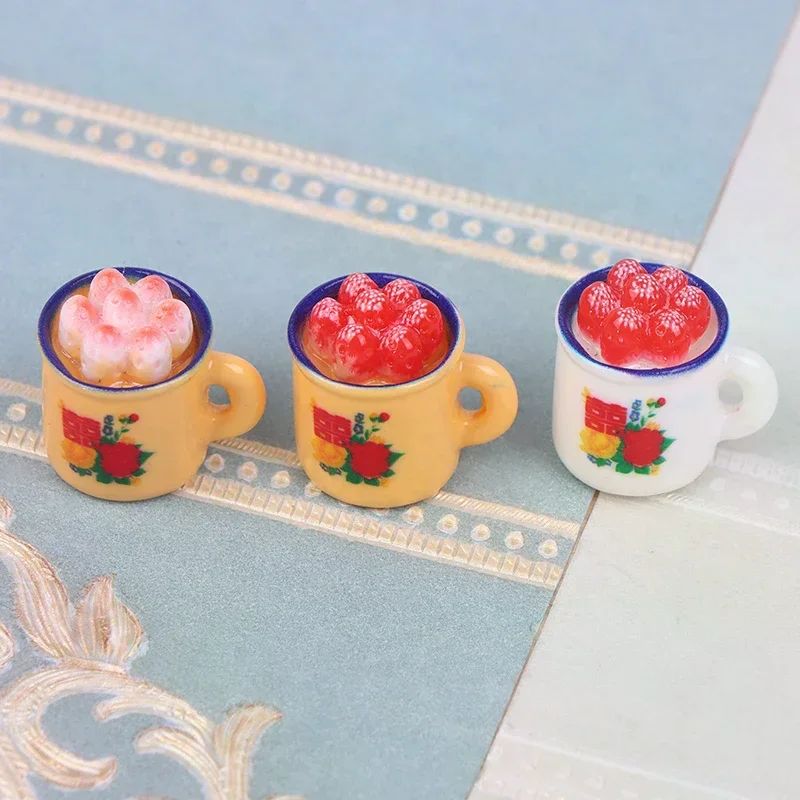 5pcs Dollhouse Miniature Food Play Scene Decoration Mini Cup Cake Enamel Basin Doll Accessories Toy