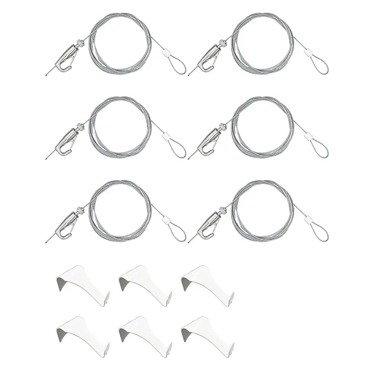 6pcs Picture Hanging Kit - Picture Rail Hooks with 78 Inch Loop Cord and Adjustable Hooks