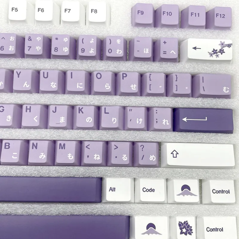 Wisteria Theme Keycap Japanese 140 Keys Cherry Profile Premium 5 Side DYE Sublimation PBT Key Caps For Mechanical Keyboard