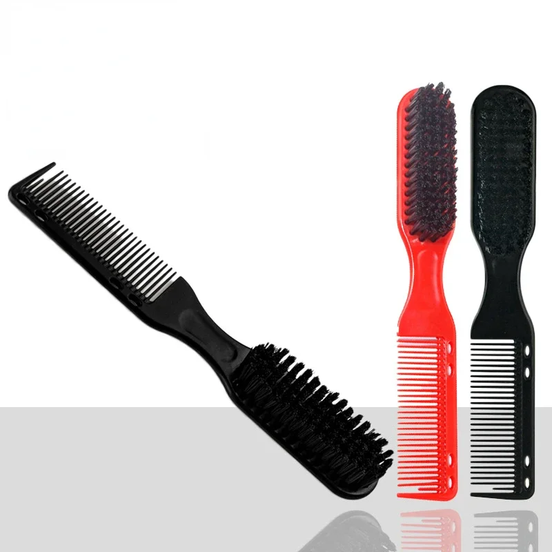 1PC Double Side Beard Styling Brush Professional Shave Beard Brush Barber Comb Vintage Oil Head Shape Carving Cleaning Brush