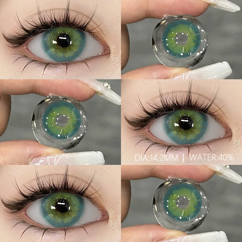 EYESHARE 1 Pair Fashion Colored Contact Lenses for Eyes Natural Brown Lenses Yearly Blue Lenses Green Eye Contacts Colorful Lens