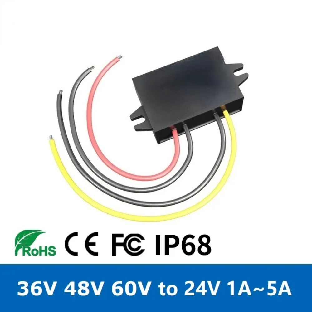 DC 60V 48V 36V to DC 24V 5A 2A 3A 1A Step Down Power Module Auto Car Vehicle Converter Transformer 36 48 60 Volt Buck 24 Volt