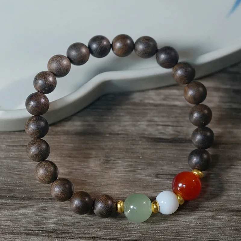 

Натуральный африканский черный дерево 8 мм DIY трехцветная бусина-разделитель в китайском стиле четки деревянные культурные игры ювелирные изделия