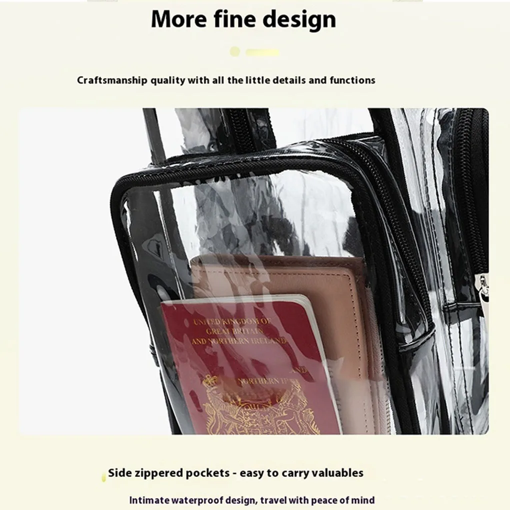 حقيبة كتف شفافة بسيطة للجنسين ذات سعة كبيرة حقائب ظهر محمولة متعددة الوظائف مقاومة للماء حقيبة ظهر للرجال والنساء