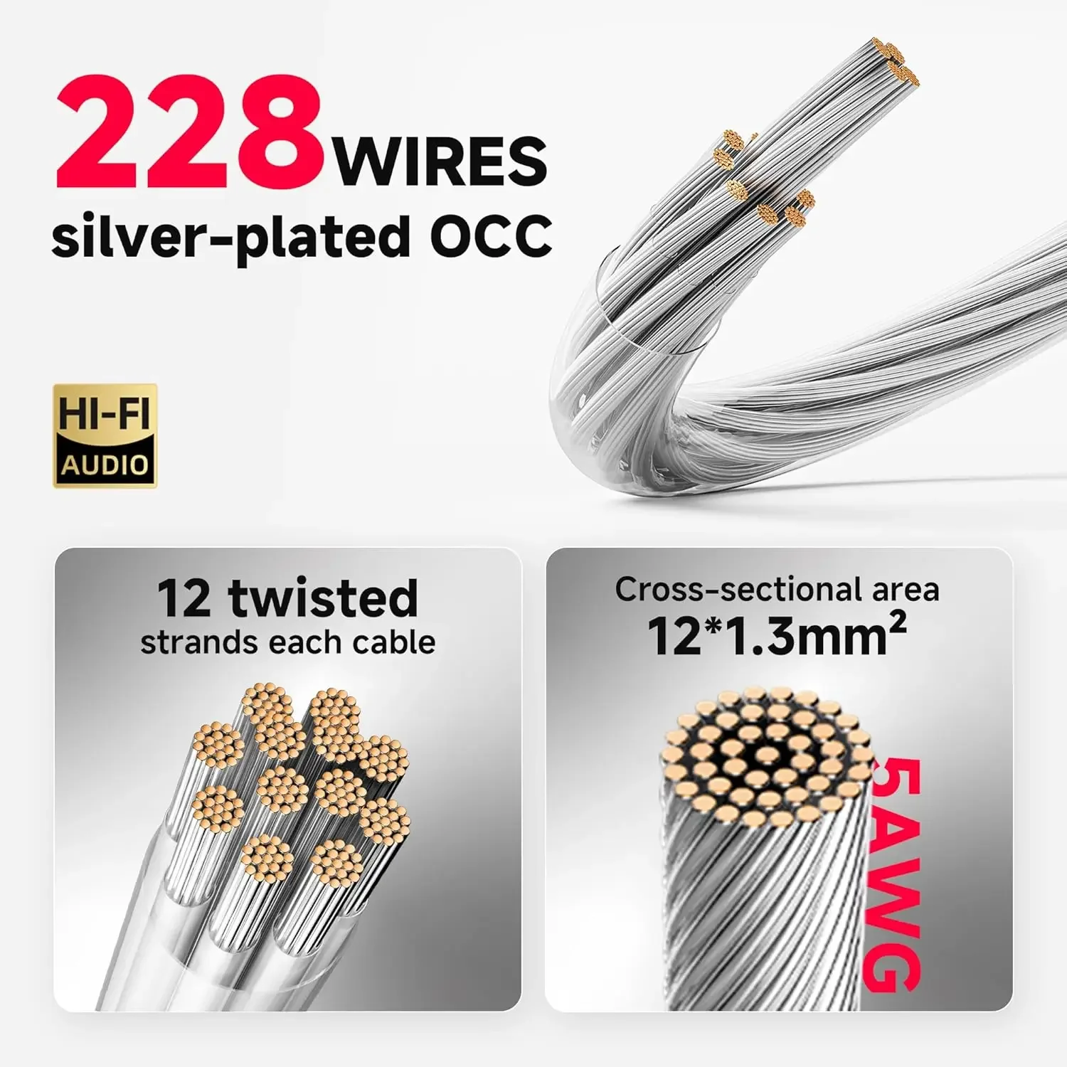 TODN One Pair HIFI Silver-plated Speaker Cable High-end 7N OCC Speaker Wire For Hi-fi Systems Y Plug Banana plug Speaker Cable