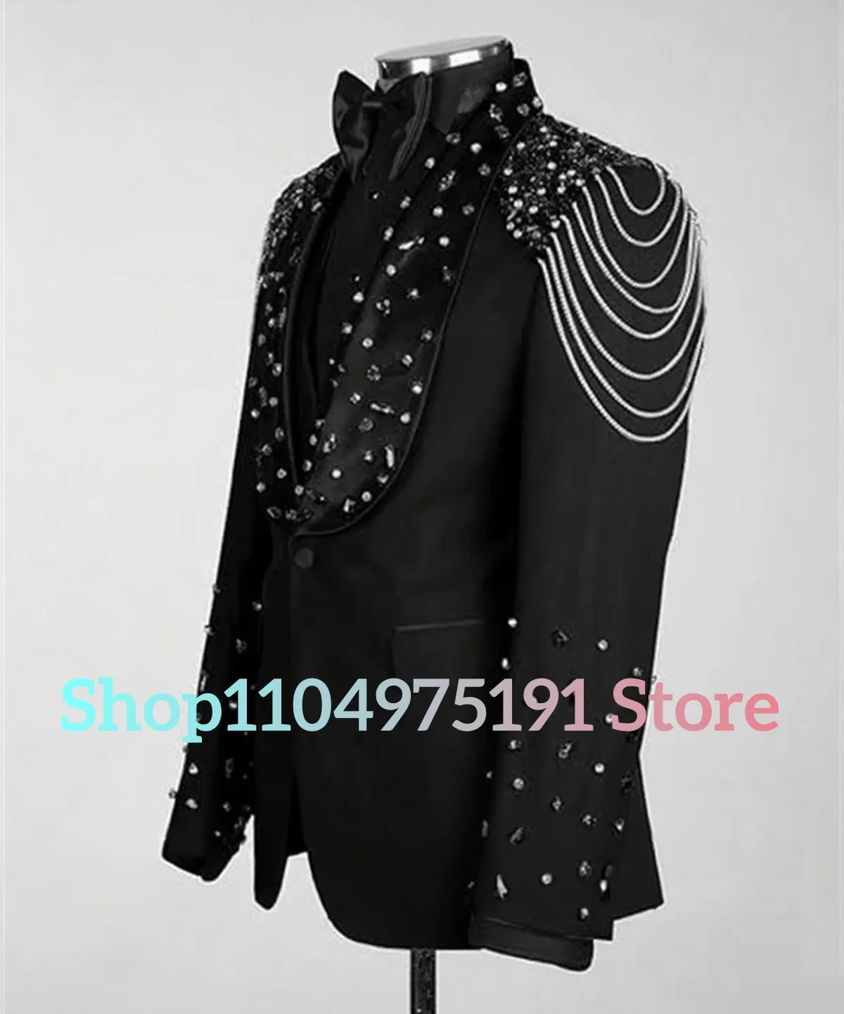 Exquisite Crystal 3-piece Men's Suit Party Gowns Special Occasion Gowns Men's Stage Costume Celebrity Gowns Prom Gowns