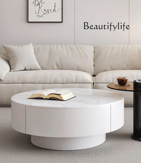 Italian modern minimalist cream wind rock slab coffee table new home living room small apartment high sense