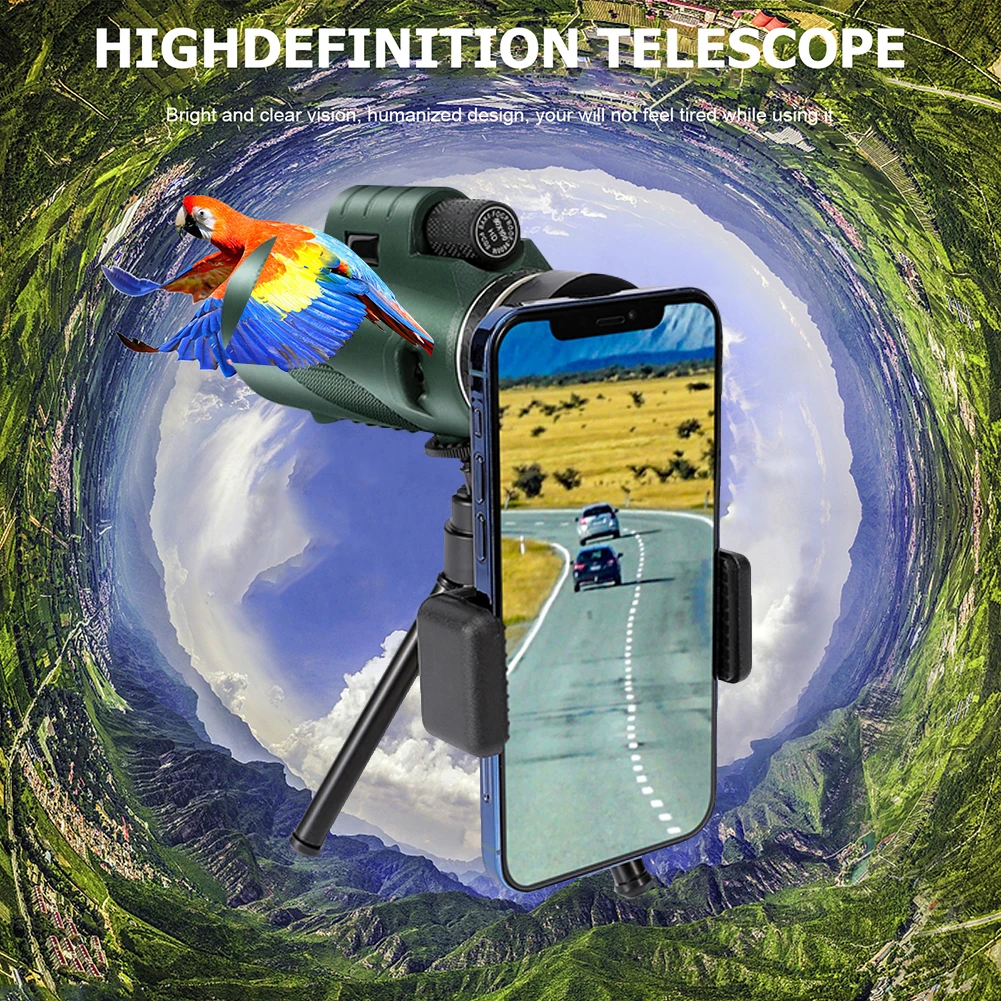 80X100 Monocular Professional Telescope with Tripod Phone Clip Low Light HD Telescope for Outdoor Bird Watching Camping Tourism