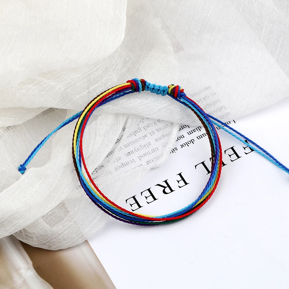 New Waxed Thread Adjustable Braided Rope Charm Bracelets Bangle Women Men Colorful Waterproof Bracelet Fashion Girl Jewelry Gift