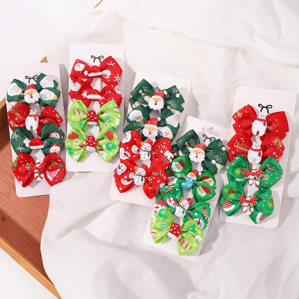4Pcs Neue Weihnachten Haar Clips Set für Frauen Mädchen Boutique Klassische Santa Claus Haarnadeln Kinder Party Headwear Haar Zubehör