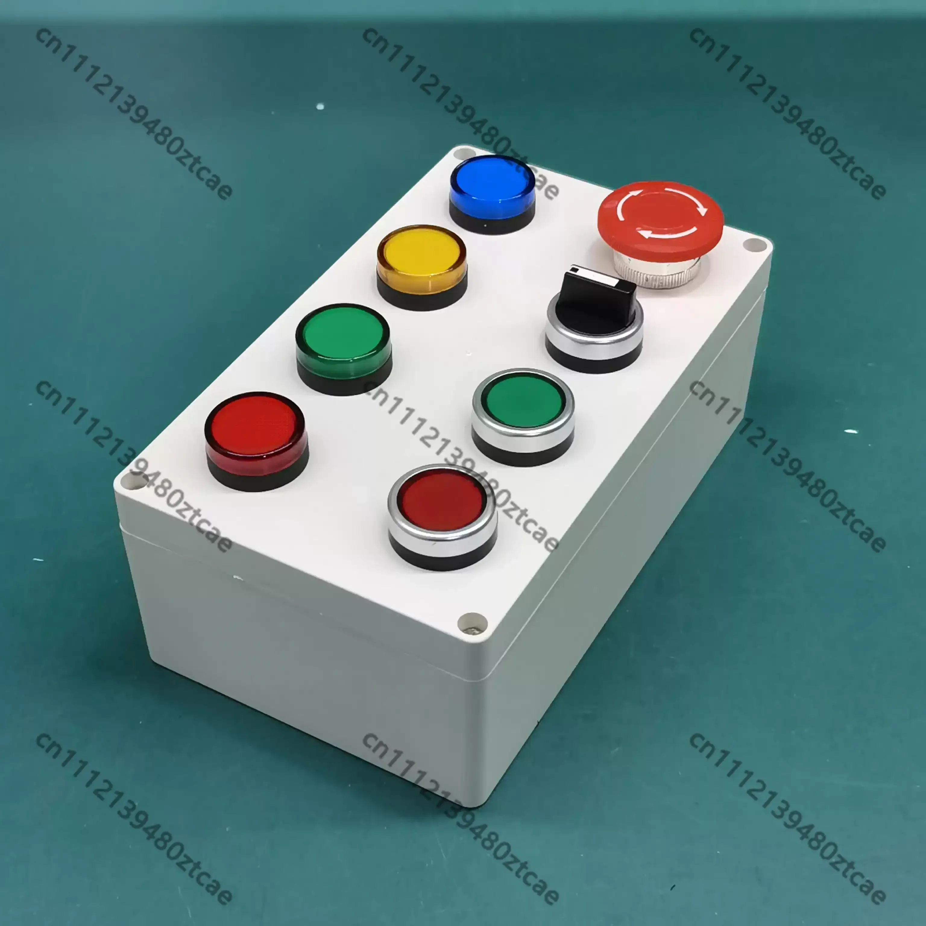 PLC Debug Push Button Control Box with Perforated Wiring Plate, Switch Enclosure for Electrician Practical Training