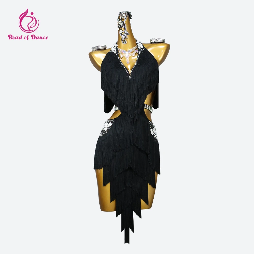 

Latin Dance Dress Women's Fringed Skirt Samba Costume Line Clothes Top Female Suit Girl Ball Dancewear Kids Stage Wear Midi Prom