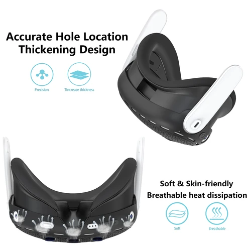Imagen 2 del producto Juego de fundas protectoras de silicona VR 6 en 1 para Meta Oculus Quest 3, cubierta facial, agarre del controlador, cubierta de carcasa, cubierta de lente, tapa basculante