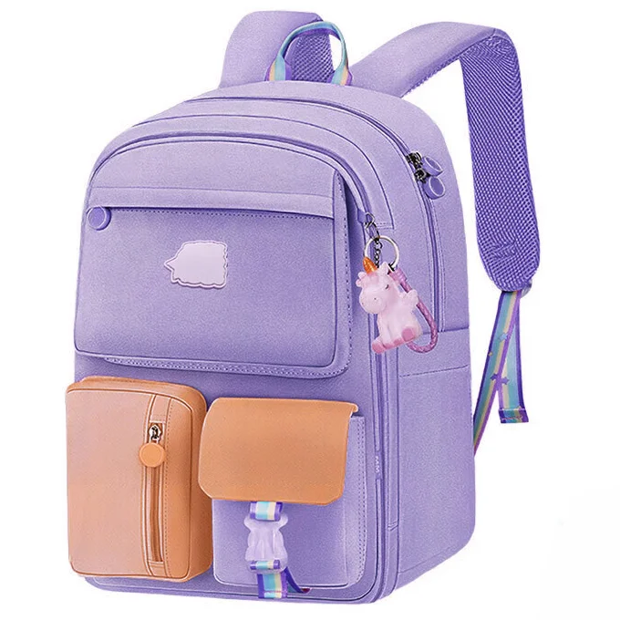 Backpack for Girls Fashion All-match Korean Version Lovely Sweet School Bags Zipper  Acrylic Solid Bag Interior Slot Pocket