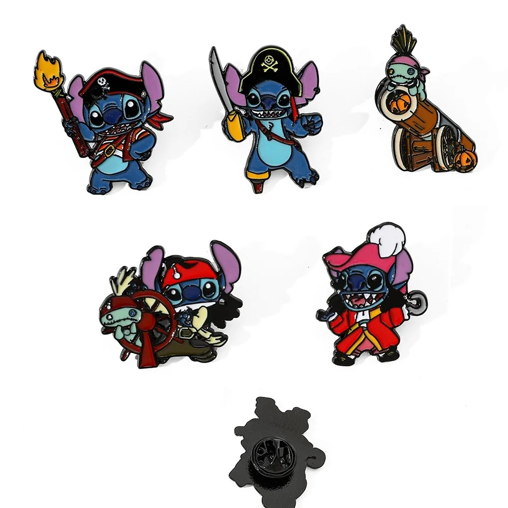 

1-5Pcs Cartoon Buccaneer Anime Stitch Enamel Pin Brooches For Lapel Pins Badge on Backpack Kids Clothes Fashion Accessories