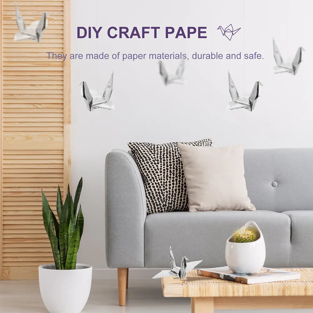 100Sheets Pearl Folding Origami Paper Silver Color DIY Craft Paper Handmade Decorative Folding Supplies DIY Supplies