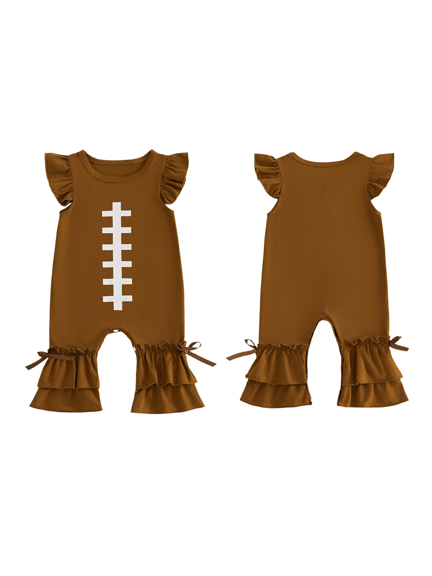 

Adorable Baby Girls Romper Football Inspired Short Sleeve Jumpsuit with Cute Bows for Stylish Summer Outfits