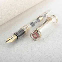Jinhao 1935 Fountain Pen Luxury Guitar Clip F/M Nib Transparent White Resin Writing Ink Pens Office School Supplies gift pen