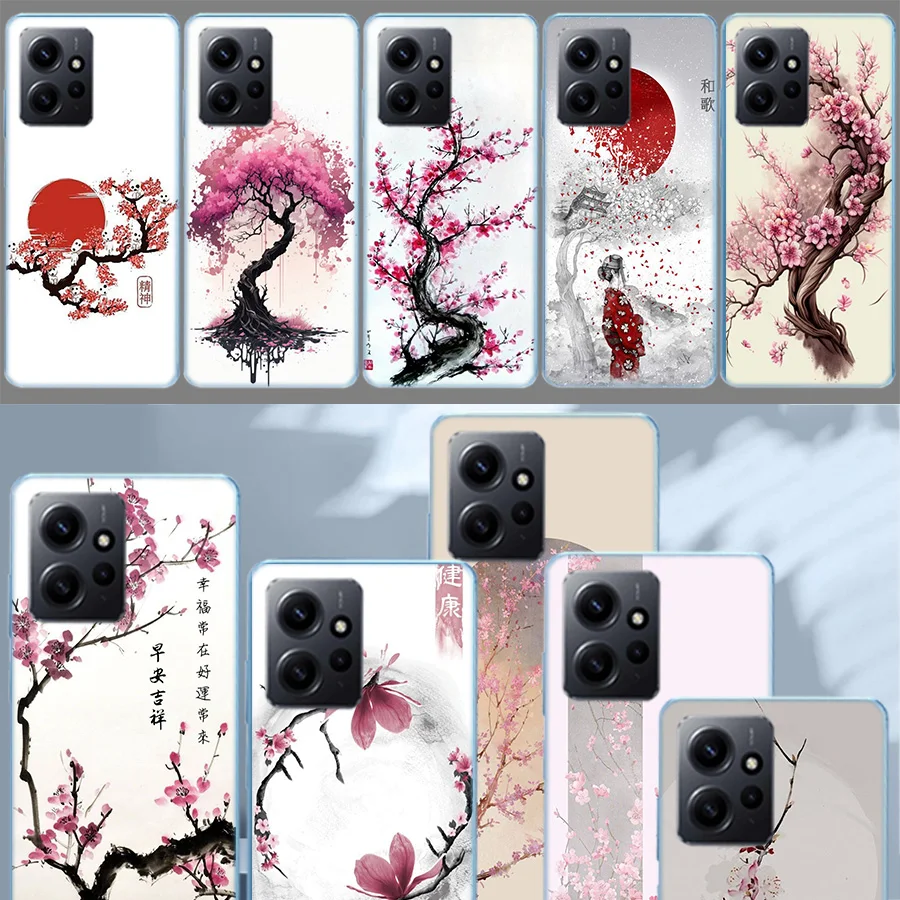 Cherry Blossom Tree Case For Xiaomi Redmi Note 12 11 Pro Plus 12S 11E 11T 11S 10 10S 9 9S 9T 8 8T Pro 7 6 5 Cover