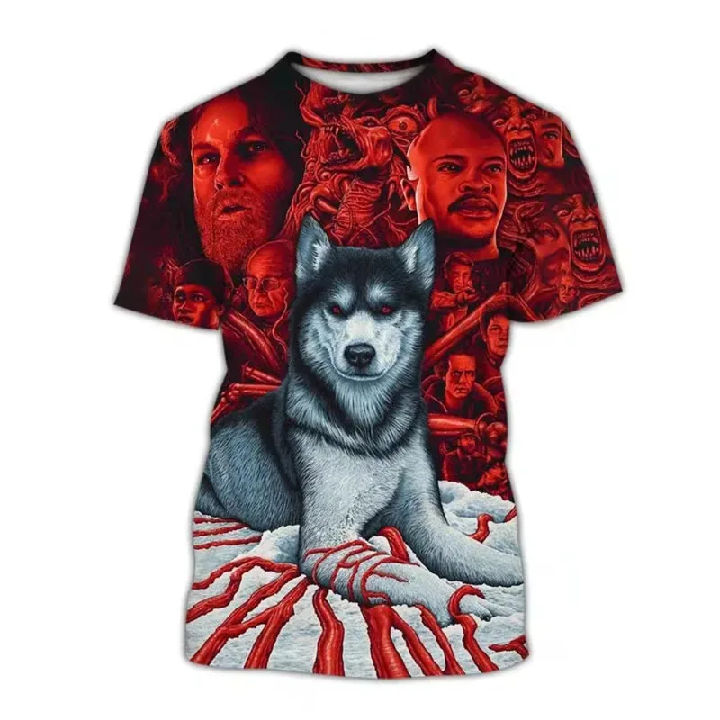 공포 영화 The Thing 3D 프린트 남성 티셔츠 패션 캐주얼 하라주쿠 반소매 오버 사이즈 o 넥 티셔츠 유니섹스 의류