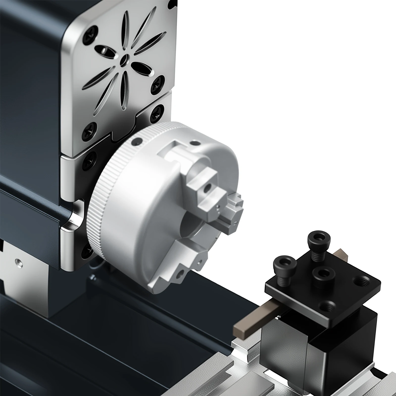 ZHRUI Miniature Metal Lathe 50mm Center Electroplated Heighten Mini DIY Lathe for Processing Aluminum,Wood, Plastic Materials