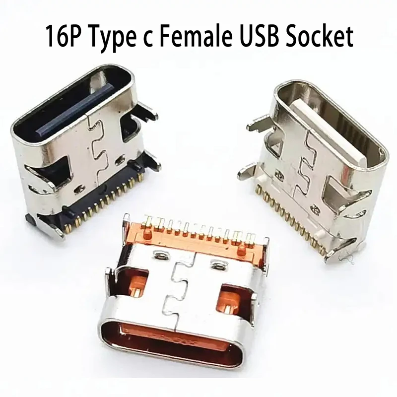 5-10pcs 16P Female USB3.1 Type C Charging Port Connector 12pin 16pin Female Type C Socket For Smartphones End Plug Charging Plug