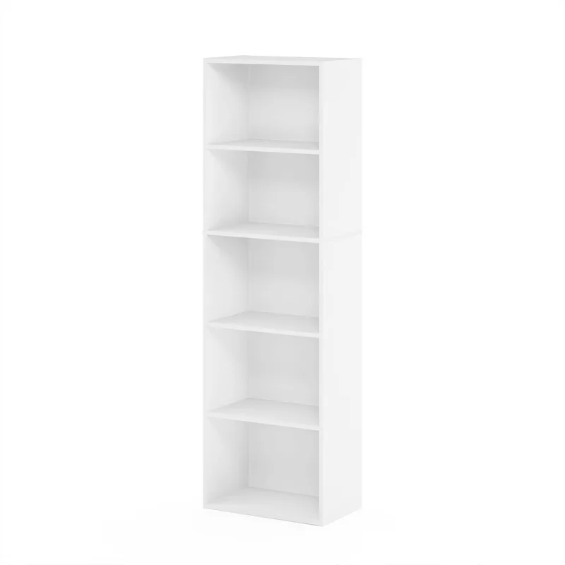 

5 Tier Open Shelf Bookcase Reversible Storage Solution Home Office Bedroom Modern Vertical Display Organizer Durable Wood Finish
