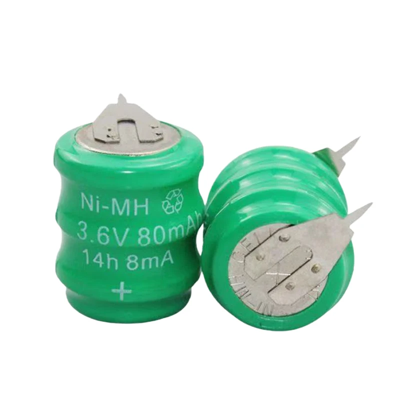 3-10pcs 3.6V 80mAh NI-MH Button Cell Ni MH Batteries with Pins Rechargeable Battery for Clock Memory Lawn Lamp