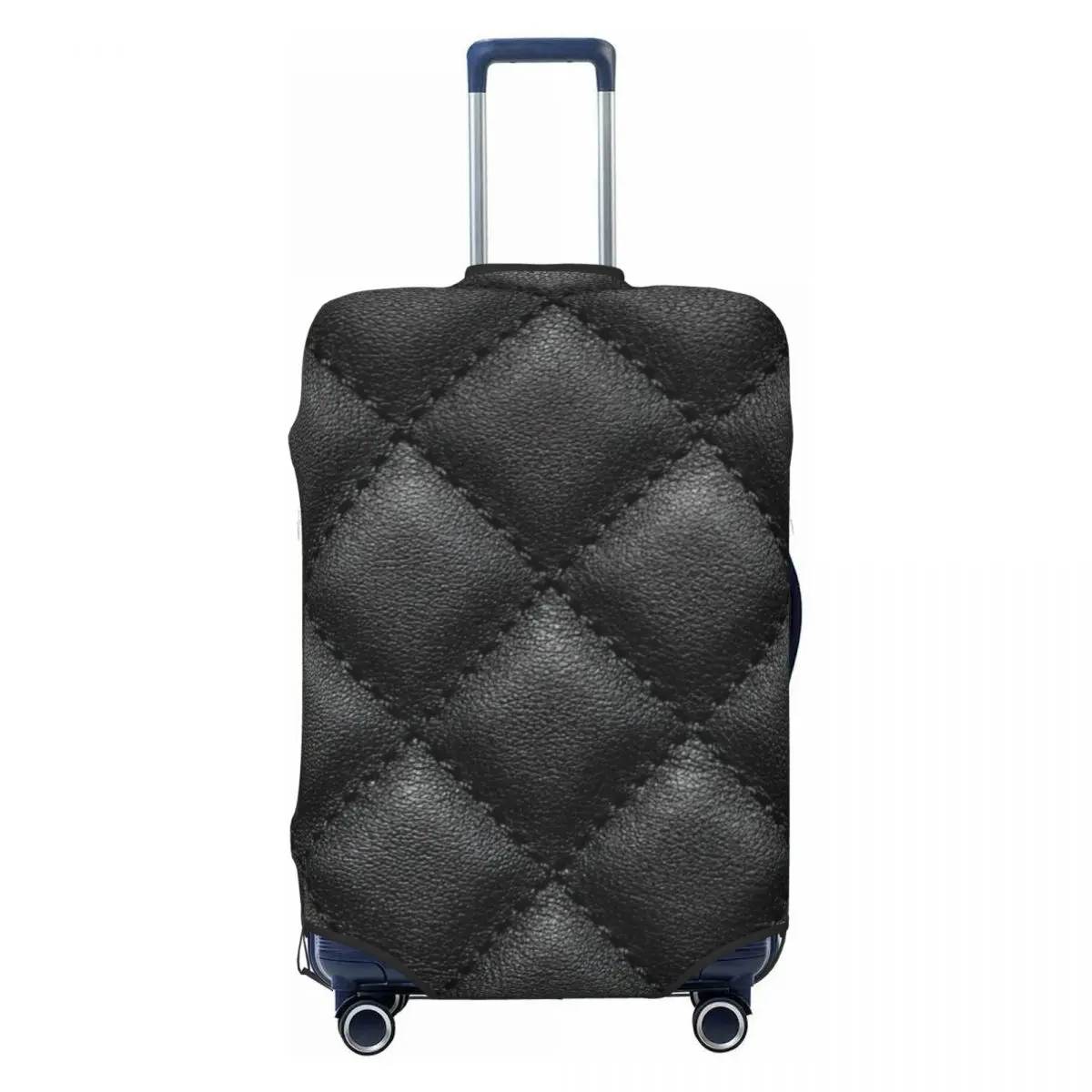 Black Quilted Leather Skin Design Print Luggage Protective Dust Covers Elastic Waterproof 18-32inch Suitcase Cover Travel