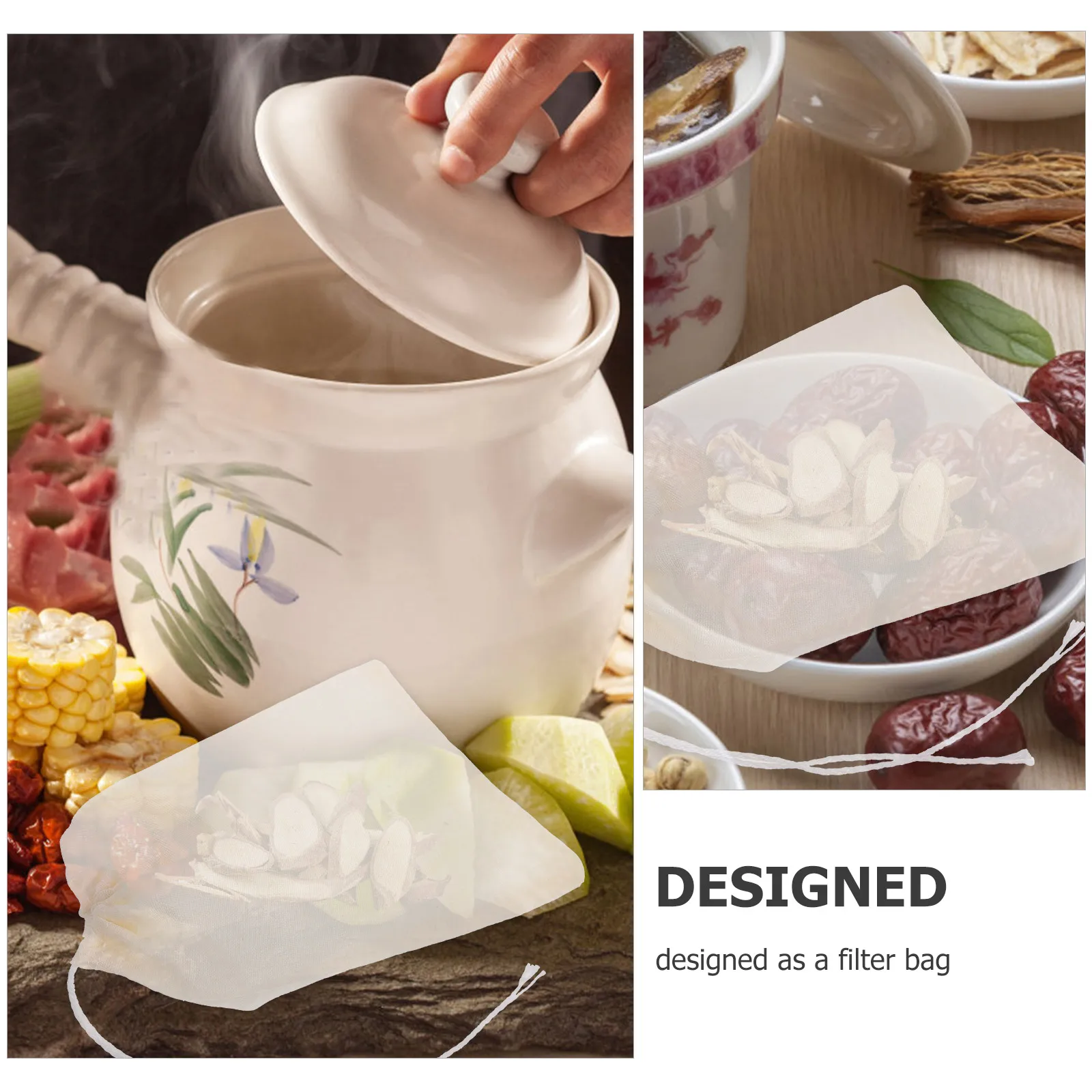 

50pcs Thick Cotton 10x15cm Filter for Soup Stewing Tea Infuser Drawstring Bags Heat Resistant Mesh Strainer Bags