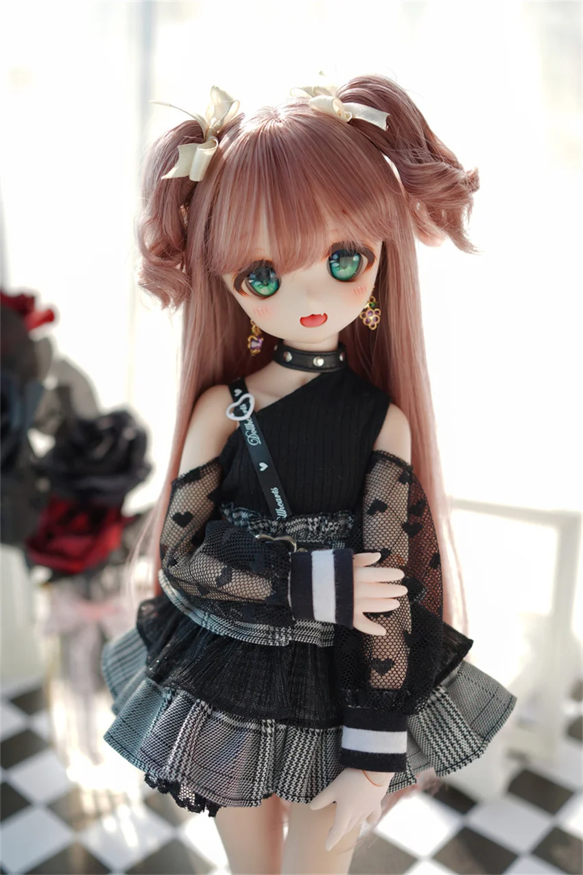 BJDドールウィッグ 1/3 1/4 1/6 MDD 高温シルク タイガーマウスクリップ ダブルポニーテール ロングヘア 在庫あり bjdアクセサリー（人形なし）