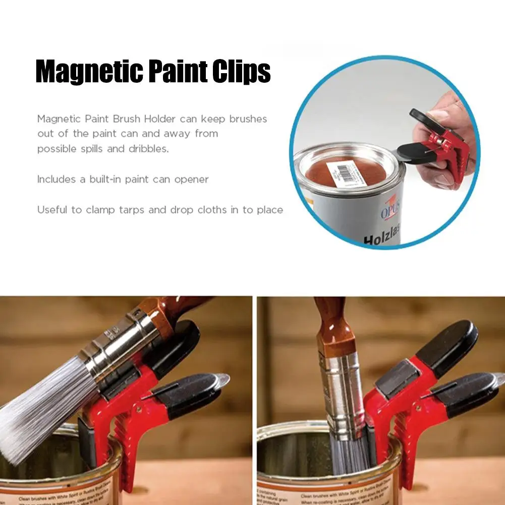 1PC Holder Clips Magnetic Paint Brush Holder Tin Opener Carpenter Painter Construction DIY Tool Parts Accessories