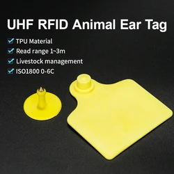 Etiqueta de oreja de animales RFID UHF, etiqueta de oreja electrónica ISO18000 6C para ganado, etiqueta de oreja rfid uhf 860 960mhz, etiqueta RFID UHF, 10 piezas