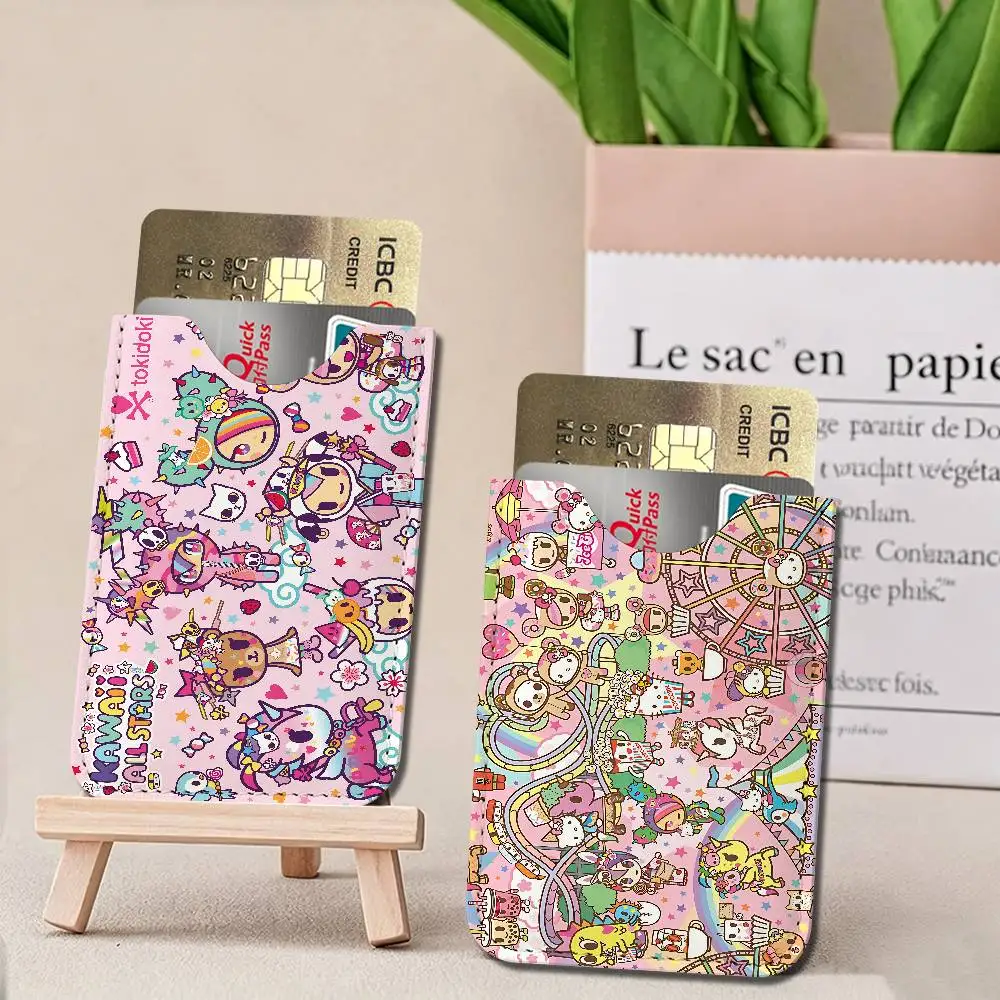 Cartoon T-Tokidoki Universal PU Leather Slim Card Wallet, ID Credit Card Organizer, Compact Portable Holder for Outdoor