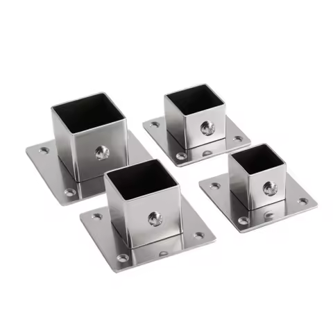 Stainless steel Square Tube Connector, Flange base Base, Tube Outer Dia. 25-30-35mm, Elbow Corner Joint Fence Rail Clamps