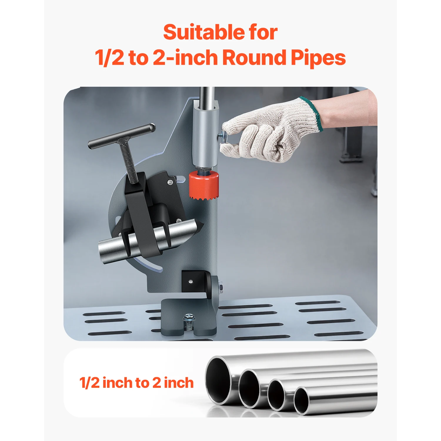 SucceBuy Pipe Notcher Tubing Notcher for 1/2 to 2-inch Pipes Pipe & Tube Notcher with 0 to 60° Adjustable Angle for Repair Shops