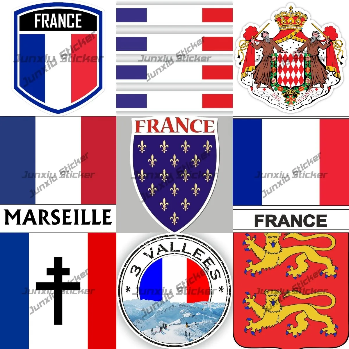

France Coat of Arms Normandy Savoy Savoie Shield Strasbourg City Ile Do 3 VALLEES France Flag Emblem Seal Sticker Round Flag