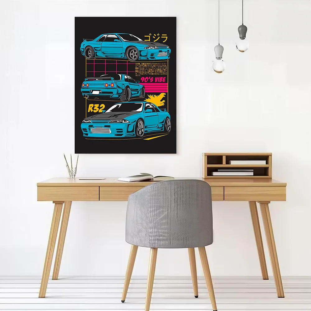 Japanese Car Skyline R32 Canvas Poster Customizable Pictures Wall Art Canvas Painting for Modern Living Room Paintings Wand Deko