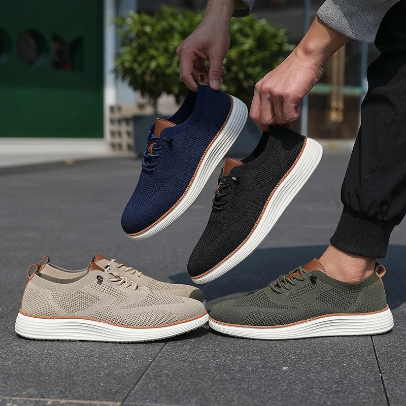 

Men's Casual Formal Shoes Lightweight Sports Shoes, Designer Breathable Tennis Shoes Anti Slip 2025 New Flat Black Walking Shoes