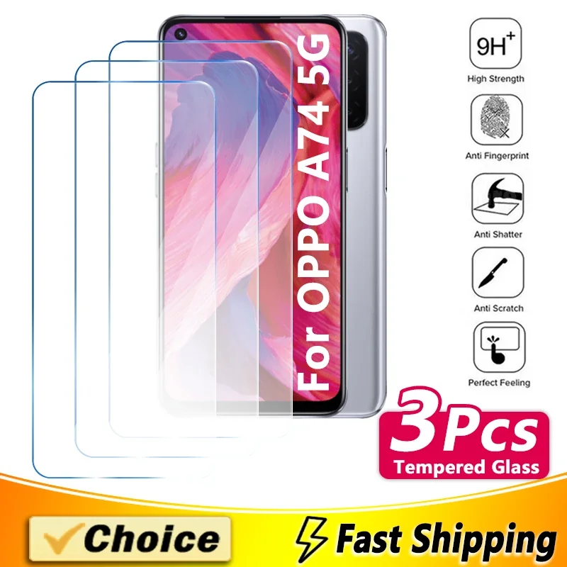 3Pcs HD Tempered Glass For OPPO A74 5G A54 A52 Screen Protector For A72 A53 A9 A15 A8 54S A55 A1X A17K Protective Glass Film