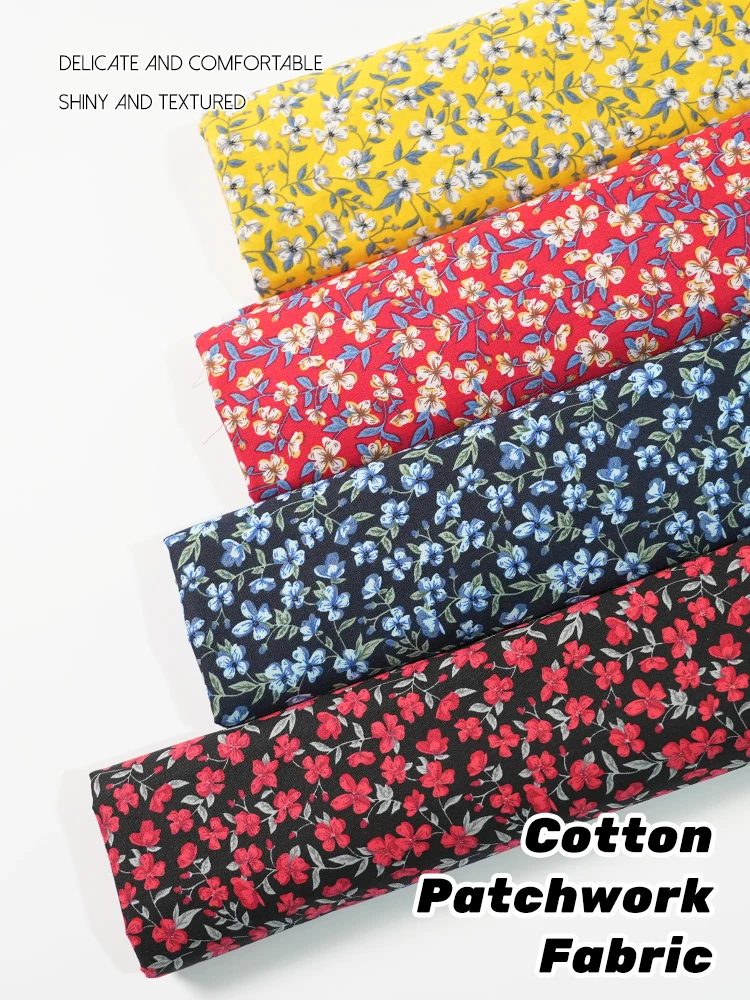 cotton poplin fabrics vintage pastoral floral pattern printed for sewing quilted Patchwork bag doll dress cloth by meters