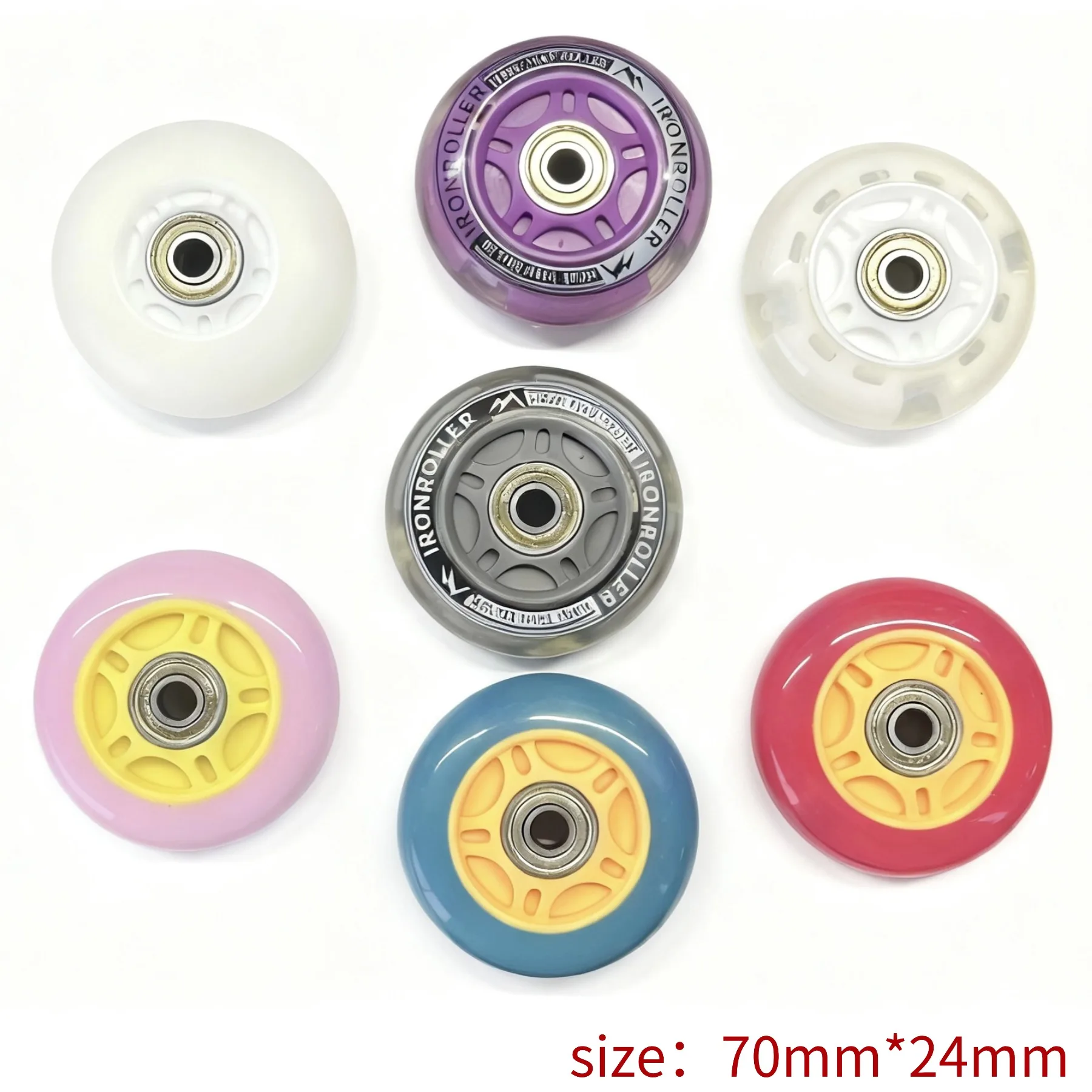 عجلات تزلج دوارة من البولي يوريثان مضيئة بإضاءة LED للأطفال، فلاش صف واحد، عجلات متوهجة للدراجات البخارية، دراجات الأطفال، 70 مم، 4 قطع