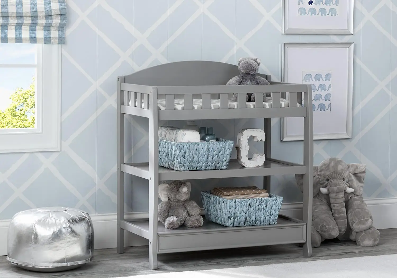 Children Infant Changing Table with Pad, Grey