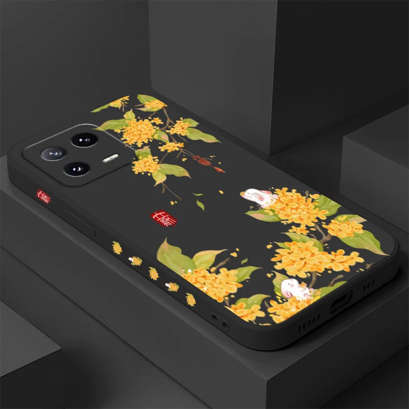 

Osmanthus Rabbit Phone Case For Xiaomi Mi 15 14 14T 13 13T 12 12X 12T 12S 11 11T 10 10T 9 9T Pro Lite Liquid Silicone Cover