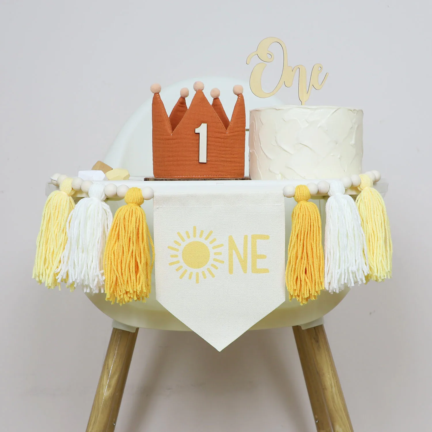 Bannerkranz mit Sonnenmotiv zum 1. Geburtstag, Geburtstagskronenhut, geeignet für Geburtstagsfeierdekorationen für Jungen und Mädchen – Detail 9