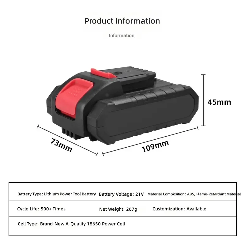 For 21V flat push model, hand drill battery, Vickers pin, universal power tool lithium battery