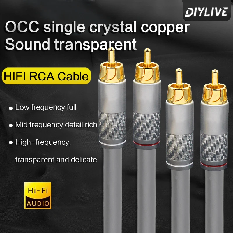 DIYLIVE 7N single crystal copper fever audio cable hifi audio lotus head signal cable power amplifier connection cable scatter